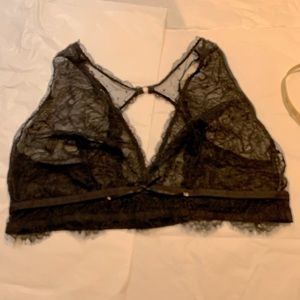 Sexy bralette with lace & polka dots see through, no liner. Back design w/ gold.